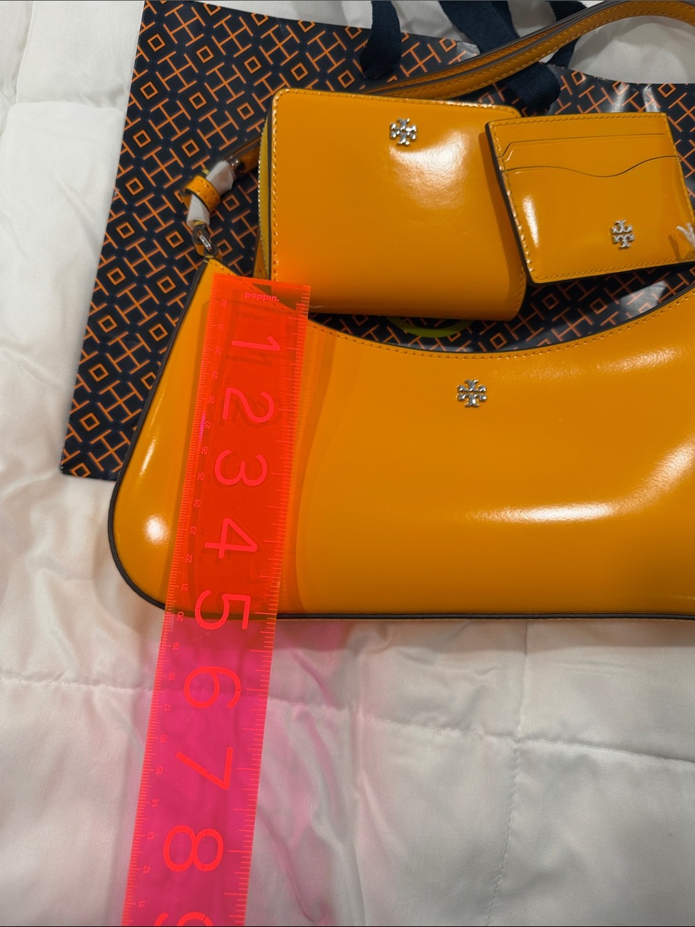 Tory Burch Handbag + Wallet + Card Case In Bright Squash - New - Picture 10 of 14